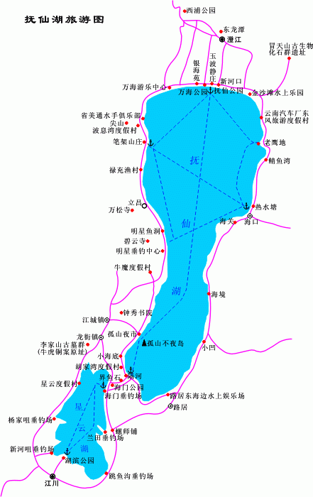 抚仙湖景点导游图