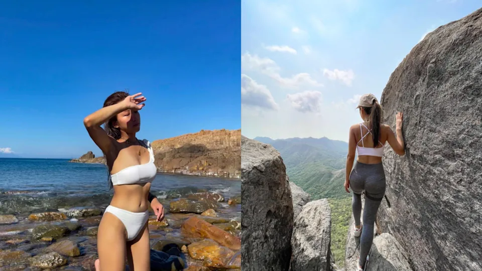 热爱户外运动的索菲亚经常PO出上山下海美照。(图片来自Sofia Cheung IG)